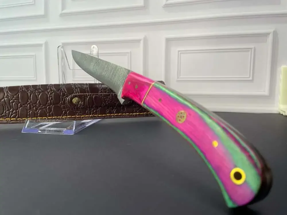 Purse or boot accessory . Custom Damascus Steel Knife.